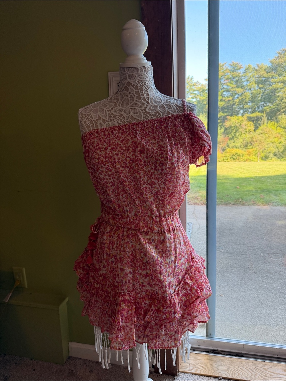 Off-Shoulder Pink Floral Ruffle Summer Top